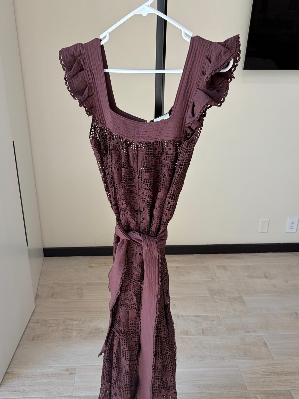 Farm Rio Brown Pineapple Guipure Midi Dress - Picture 3 of 10